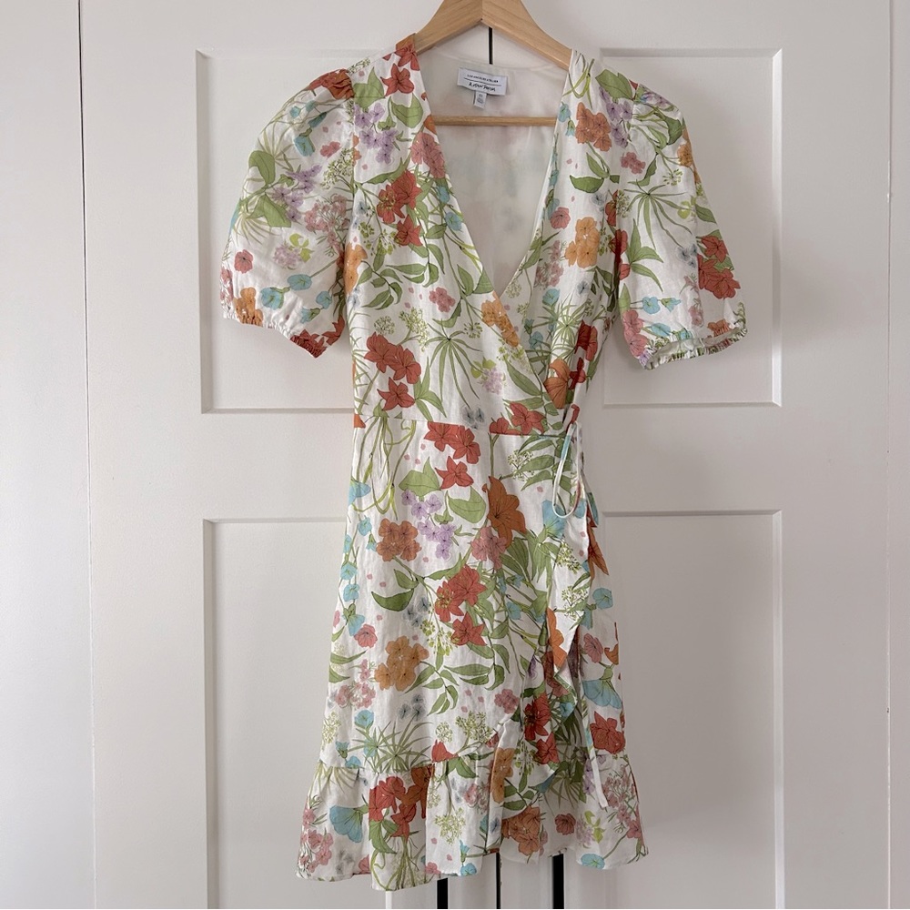 & Other Stories Linen Puff Sleeve Mini Dress